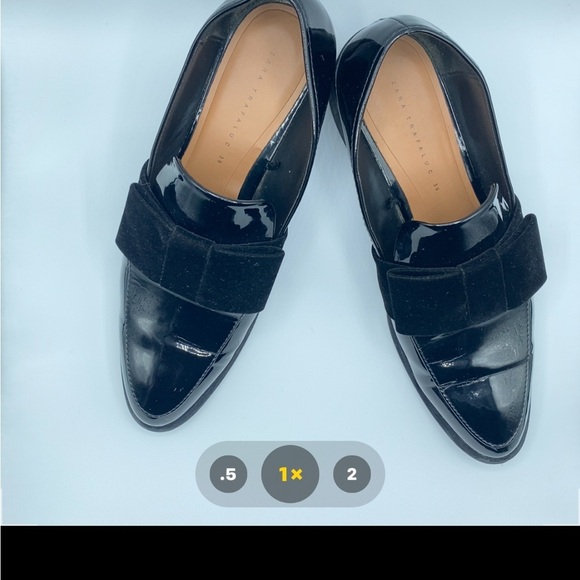 Zara Trafaluc Glossy Black Women’s Loafers with Velvet Bow EU 39 - Picture 5 of 16